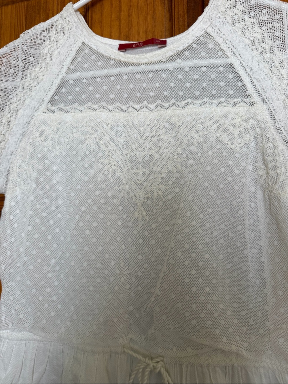 EDC ( by Esprit Group) White Lace-Trim Cotton Blend Mini Dress - Picture 2 of 9